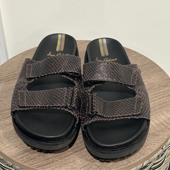 Sam Edelman Women’s Eliana Chunky Leather Brown Sandals - Picture 2 of 6